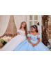 Cold Shoulder Glitter Tulle U Back Flower Girl Dress